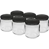 Frasco 212 ml Ø66/4 com tampa preta — 6 unid. ['conjunto de frascos', ' frascos para compotas', ' frascos com tampas', ' frascos Ø66 mm', ' frascos com tampas twist-off 4 garras', ' frascos com tampas pretas', ' para conservas', ' para pasteurização em banho-maria', ' frasco para especiarias', ' frasco para polpa', ' frasco para mel', ' para cogumelos em conserva']