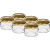 Frasco baixo 200 ml - com tampa dourada fi 82/6, 6 unidades ['frasco baixo', ' frasco de vidro', ' frasco 200 ml', ' tampa twist-off', ' frasco para compotas', ' recipiente para conservação', ' conservas caseiras', ' frasco para arenques', ' frasco para salada', ' frasco para sobremesa']