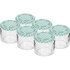 Frasco baixo 330 ml - com tampa colorida Ø 82/6, 6 unidades ['frasco baixo', ' frasco de vidro', ' frasco 330 ml', ' tampa twist-off', ' frasco para compotas', ' recipiente para armazenamento', ' conservas caseiras', ' frasco para peixe em conserva', ' frasco para salada', ' frasco para sobremesa']