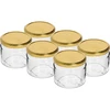 Frasco baixo 330 ml - com tampa dourada fi 82/6, 6 unid. ['frasco baixo', ' frasco de vidro', ' frasco 330 ml', ' tampa twist-off', ' frasco para compotas', ' recipiente para armazenamento', ' conservas caseiras', ' frasco para arenque', ' frasco para salada', ' frasco para sobremesa']