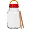 Frasco TO 3 L com tampa plástica + pinças fi 100 ['frasco', ' frasco de vidro', ' boião de vidro', ' frasco com tampa de rosca', ' frasco para pepinos fermentados', ' frasco para pepinos', ' frasco para licores', ' frasco grande para licores', ' frasco com pinças', ' pinças para pepinos', ' pinças de cozinha']