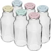 Garrafa TO para sumo 330 ml com tampa fi 43 - 6 unid. ['garrafa para sumo', ' garrafa 330 ml', ' garrafa ondulada para sumo', ' garrafa para polpa', ' garrafa para xarope', ' tampa TO (Twist-Off)', ' tampa com clique de segurança', ' tampas coloridas', ' conjunto de garrafas com tampas', ' para pasteurização']