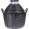 Garrafão de vidro para vinho 25 L, boca larga, com cesto plástico - 3 
