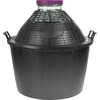 Garrafão para vinho 34 L com gargalo largo em cesto de plástico - 2 
