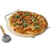 Pedra para pizza com pega e cortador, em cordierita, redonda 33 cm - 4 