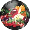 Tampa Ø 66/4 com frutas sobre fundo preto - 10 unidades ['tampas', ' frascos', ' tampas para compotas', ' armazenamento', ' tampas para frascos', ' fruta da época', ' tampas de rosca para frascos', ' tampa Ø 66', ' tampas twist-off com botão de segurança']