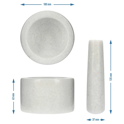 Almofariz de cozinha em mármore, branco, Ø 10 cm - 10