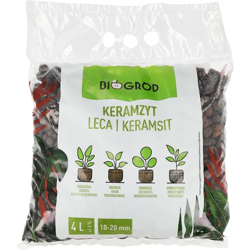 Argila expandida para plantas em vaso, jardinagem e florestas em vidro 10–20 mm, 4 L