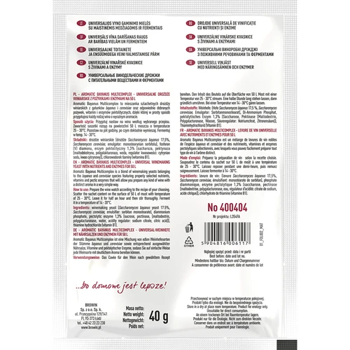 Aromatic Bayanus Multicomplex kit inicial para vinho, 40 g - 2