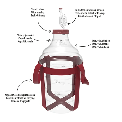 Balão para vinho, leve e inquebrável, com alças, 25 L - 4