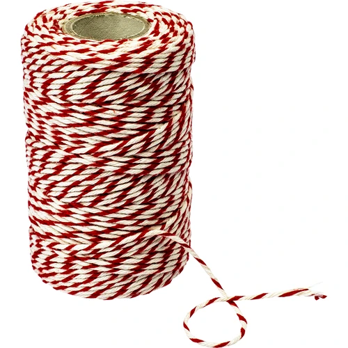 Barbante alimentar branco e vermelho em algodão (240°C) 55 m