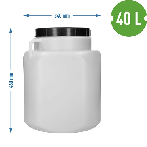 Bidão quadrado 40 L, branco, com asas, Sterk - 10