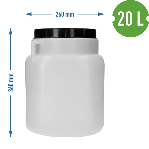 Bidão Quadrado de 20 L, branco, com pegas, Sterk - 10