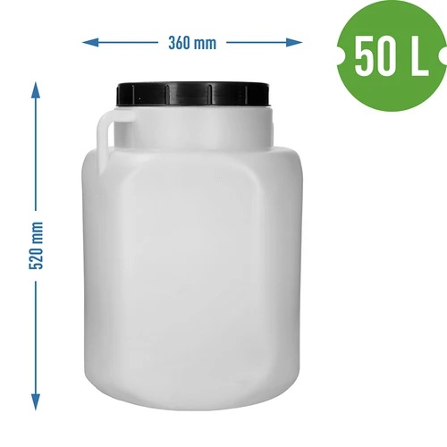 Bidão Quadrado de 50 L, branco, com pegas 50 L - 10