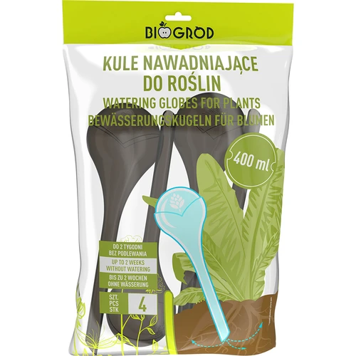 Bolas de rega para plantas, pretas transparentes, 400 ml, 4 unidades - 3