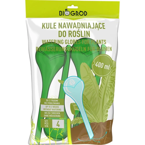 Bolas de rega para plantas, verdes transparentes, 400 ml, 4 un. - 3