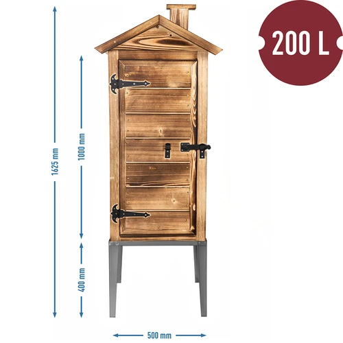 Câmara de fumagem a lenha - em madeira de abeto, 200L, com base em aço inoxidável - 5