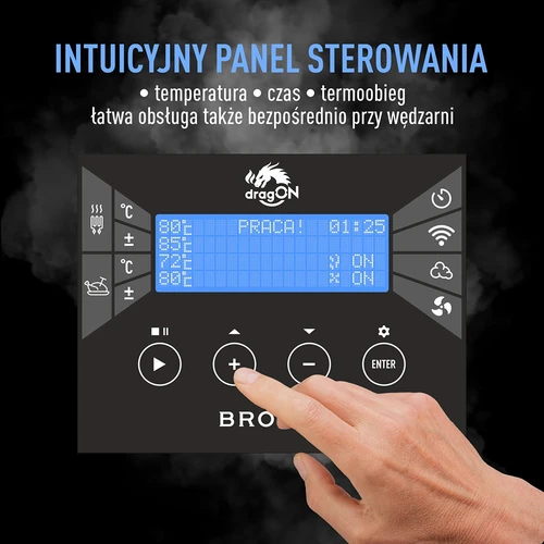 Câmara de fumagem com Wi‑Fi, 200 L – dragON WOOD 100IQ com módulo elétrico de aquecimento e controlador, a lenha - 7