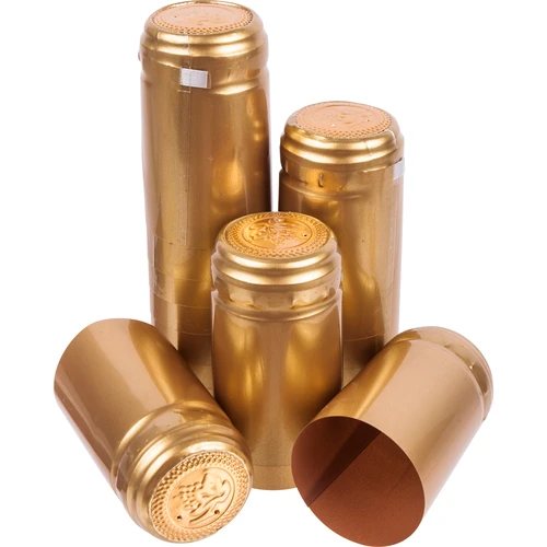 Cápsulas termorretráteis douradas com perfuração Ø 31 mm, 100 unidades