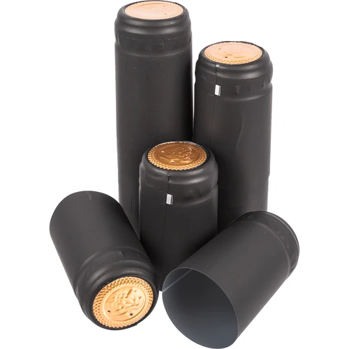 Cápsulas termorretráteis pretas com perfuração, diâmetro 31 mm, 100 unid.