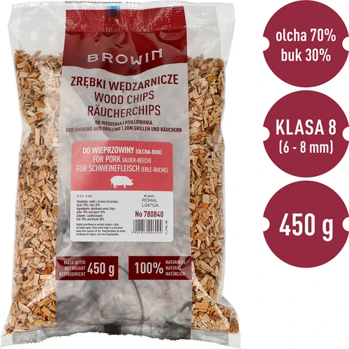Lascas de madeira para fumagem/grelhar 70% amieiro + 30% faia, 450 g, classe 8 - 3