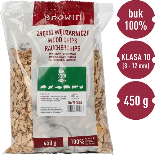 Chips de madeira para fumagem/grelhar, faia, 450 g, classe 10 - 3