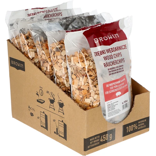 Aparas de madeira para fumar/grelhar carne de porco – mistura (70% amieiro, 30% faia), 450 g, classe 10 - 2