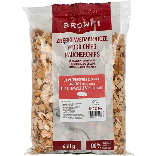 Aparas de madeira para fumar/grelhar carne de porco – mistura (70% amieiro, 30% faia), 450 g, classe 10
