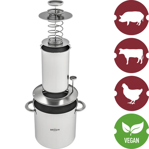 Conjunto com camisa de água-cozedor de fiambre 1,5 kg + panela - 8