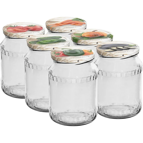 Conjunto de 6 frascos TO 720 ml com tampa colorida fi 82/6