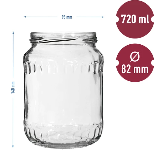 Conjunto de 6 frascos TO 720 ml com tampa colorida fi 82/6 - 6