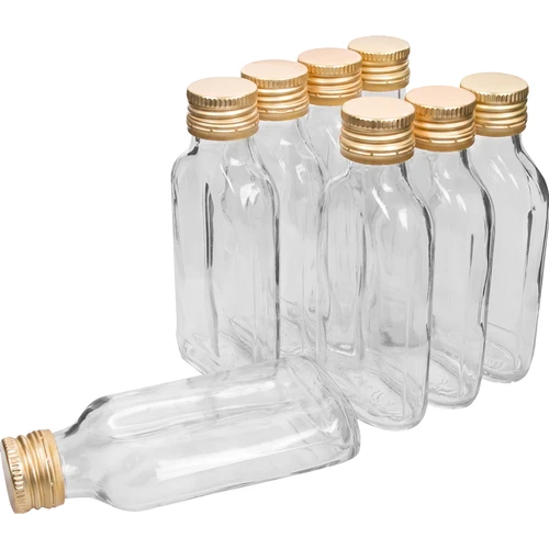 Conjunto de 8 garrafas para licores tipo cantil 100 ml + tampas de rosca