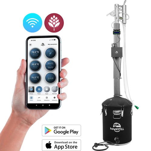 Conjunto de destilação hawkSTILL „Dedos Frios” 60 L + Sistema Wi‑Fi IQ com ecrã LCD