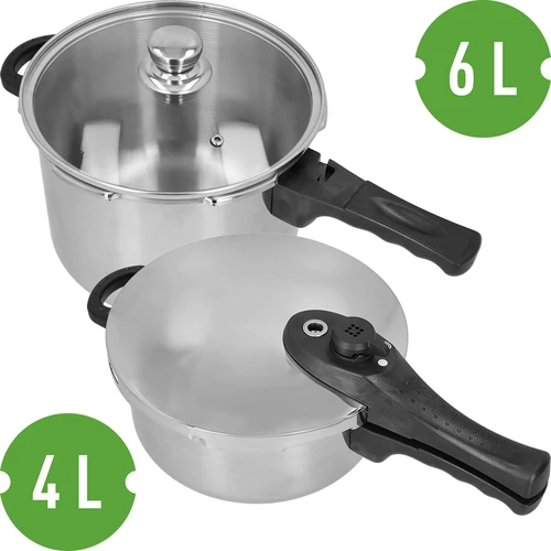 Conjunto de panelas de pressão em aço inoxidável, 4 e 6 L - 3