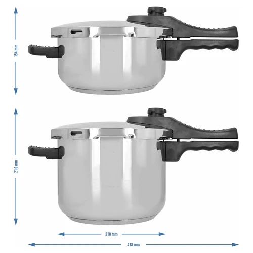 Conjunto de panelas de pressão em aço inoxidável, 4 e 6 L - 10