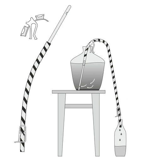 Conjunto para trasfega de vinho com suporte e pinça de fecho - 10