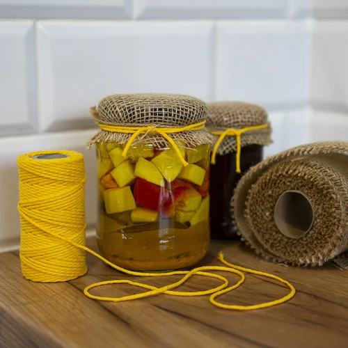 Cordel de algodão amarelo 2 mm/55 m/100 g - 14