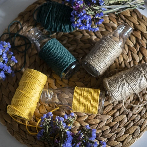 Cordel de algodão amarelo 2 mm/55 m/100 g - 12