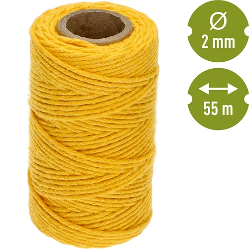 Cordel de algodão amarelo 2 mm/55 m/100 g - 4