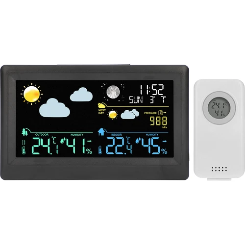 Estação meteorológica eletrónica – sem fios, com sensor, preta - 2