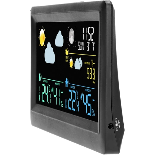 Estação meteorológica eletrónica – sem fios, com sensor, preta - 4