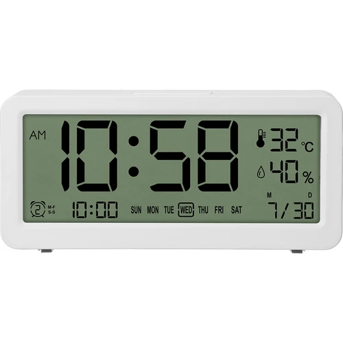 Estação meteorológica eletrónica Soens - branca, com relógio e calendário - 2