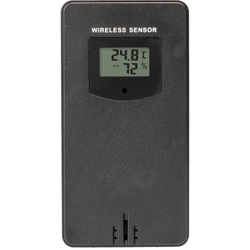 Estação meteorológica RCC, DCF – eletrónica, retroiluminada, sem fios, com sensor, preta - 8