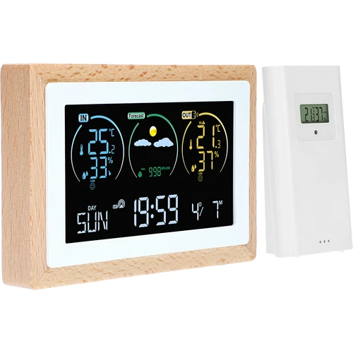 Estação meteorológica (RCC, DCF) - eletrónica, sem fios, retroiluminada, com sensor, branca - 2