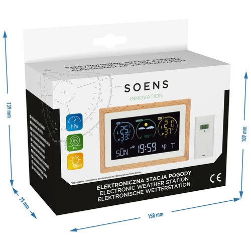 Estação meteorológica (RCC, DCF) - eletrónica, sem fios, retroiluminada, com sensor, branca - 15