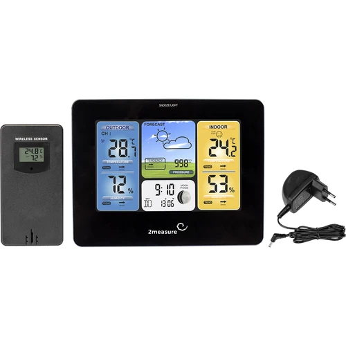 Estação meteorológica RCC – eletrónica, retroiluminada, sem fios, com sensor, preta - 2