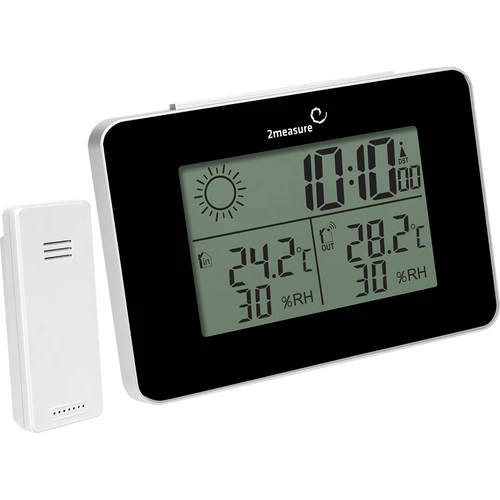 Estação Meteorológica RCC – eletrónica, sem fios, com sensor retroiluminado, preta