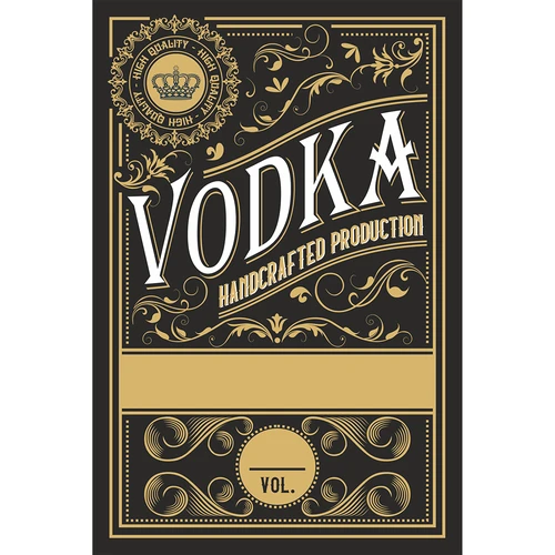 Etiquetas autocolantes 60x90 mm para garrafas e vodka, pretas, 20 unidades.