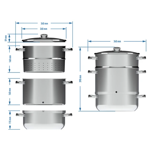 Extrator de sumo a vapor em aço inoxidável 8 L - 7