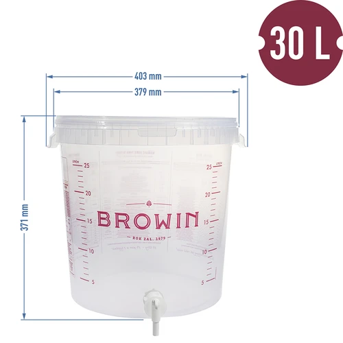 Fermentador 30 L com graduação impressa, torneira e 3 borbulhadores - 5